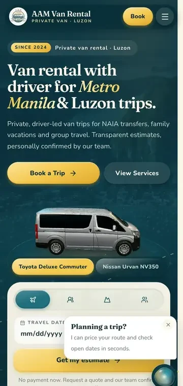 AAM Van Rental on a phone