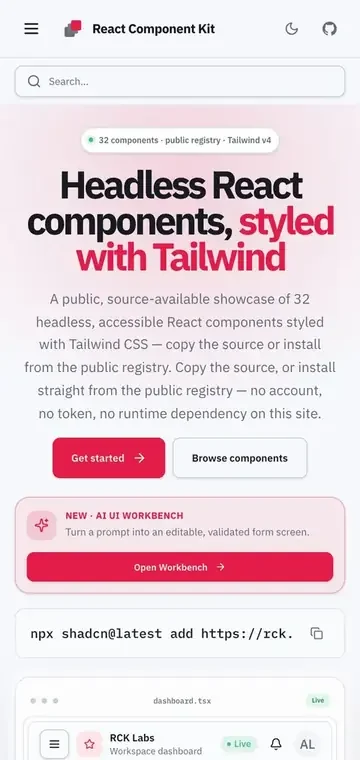 React Component Kit on a phone
